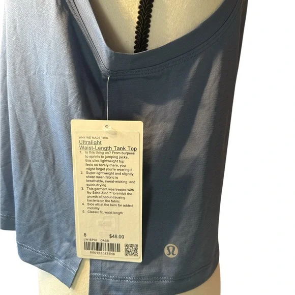 Lululemon Ultralight Waist-Length Sage Blue Tank Top - Picture 4 of 5